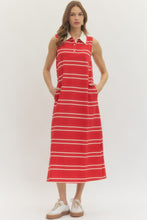 Load image into Gallery viewer, NEWEST ARRIVAL *PREORDER 3/26* Red Sporty Striped Midi Dress
