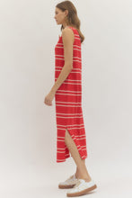 Load image into Gallery viewer, NEWEST ARRIVAL *PREORDER 3/26* Red Sporty Striped Midi Dress

