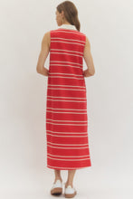 Load image into Gallery viewer, NEWEST ARRIVAL *PREORDER 3/26* Red Sporty Striped Midi Dress
