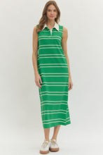 Load image into Gallery viewer, NEWEST ARRIVAL *PREORDER 3/26* Green Sporty Striped Midi Dress
