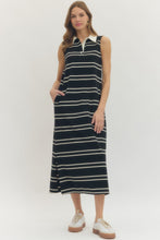 Load image into Gallery viewer, NEWEST ARRIVAL Black Sporty Striped Midi Dress
