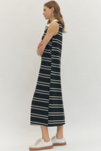 Load image into Gallery viewer, NEWEST ARRIVAL Black Sporty Striped Midi Dress
