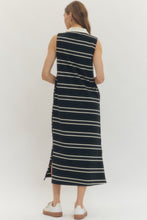 Load image into Gallery viewer, NEWEST ARRIVAL Black Sporty Striped Midi Dress

