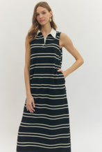 Load image into Gallery viewer, NEWEST ARRIVAL Black Sporty Striped Midi Dress
