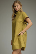 Load image into Gallery viewer, NEWEST ARRIVAL Chartreuse Olive Green Button Front Shift Dress
