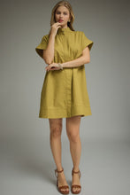 Load image into Gallery viewer, NEWEST ARRIVAL Chartreuse Olive Green Button Front Shift Dress
