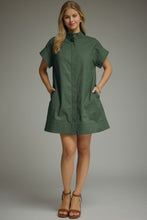 Load image into Gallery viewer, NEWEST ARRIVAL Dark Hunter Green Button Front Shift Dress
