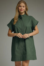 Load image into Gallery viewer, NEWEST ARRIVAL Dark Hunter Green Button Front Shift Dress
