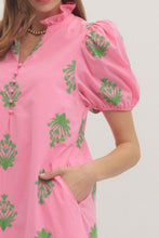Load image into Gallery viewer, NEWEST ARRIVAL Pink/Green Botanical Embroidered Midi Dress
