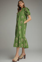 Load image into Gallery viewer, NEWEST ARRIVAL Olive Green/Taupe Embroidered Midi Dress
