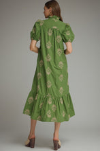 Load image into Gallery viewer, NEWEST ARRIVAL Olive Green/Taupe Embroidered Midi Dress

