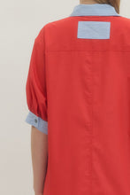Load image into Gallery viewer, NEWEST ARRIVAL Red/Blue Striped Trim Shirt Dress
