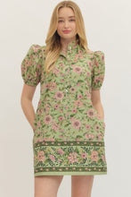 Load image into Gallery viewer, NEWEST ARRIVAL Matcha Green Pink Floral Dress
