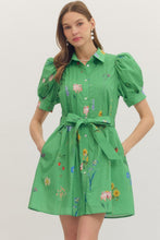 Load image into Gallery viewer, LAST ONE Green Floral Button Down Dress
