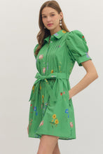 Load image into Gallery viewer, LAST ONE Green Floral Button Down Dress
