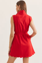 Load image into Gallery viewer, NEWEST ARRIVAL Navy, Red, or Matcha Green Zipper Front Scallop Trim Dress
