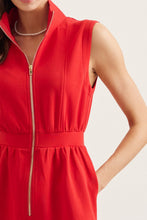Load image into Gallery viewer, NEWEST ARRIVAL Navy, Red, or Matcha Green Zipper Front Scallop Trim Dress

