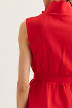 Load image into Gallery viewer, NEWEST ARRIVAL Navy, Red, or Matcha Green Zipper Front Scallop Trim Dress
