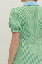 Load image into Gallery viewer, LAST ONE Green Striped Button Down Midi Dress
