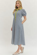 Load image into Gallery viewer, NEWEST ARRIVAL Navy Striped Button Down Midi Dress

