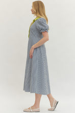 Load image into Gallery viewer, NEWEST ARRIVAL Navy Striped Button Down Midi Dress
