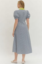 Load image into Gallery viewer, NEWEST ARRIVAL Navy Striped Button Down Midi Dress
