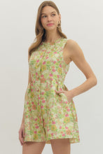 Load image into Gallery viewer, NEWEST ARRIVAL Green/Yellow Floral Jacquard Front Button Dress
