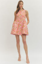 Load image into Gallery viewer, NEWEST ARRIVAL Pink/Green Jacquard Front Button Dress
