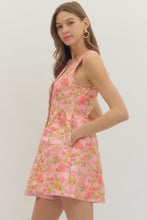 Load image into Gallery viewer, NEWEST ARRIVAL Pink/Green Jacquard Front Button Dress
