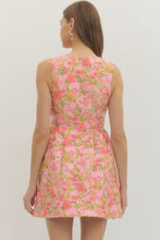 Load image into Gallery viewer, NEWEST ARRIVAL Pink/Green Jacquard Front Button Dress
