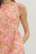 Load image into Gallery viewer, NEWEST ARRIVAL Pink/Green Jacquard Front Button Dress
