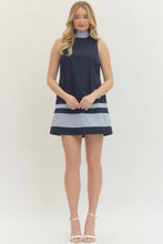 Load image into Gallery viewer, NEWEST ARRIVAL Navy Bold Stripe Halter Back Tie Dress
