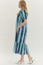 Load image into Gallery viewer, NEWEST ARRIVAL Blue/Green Bold Striped Midi Dress
