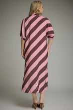 Load image into Gallery viewer, NEWEST ARRIVAL Brown/Pink Horizontal Striped Midi Dress
