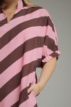Load image into Gallery viewer, NEWEST ARRIVAL Brown/Pink Horizontal Striped Midi Dress

