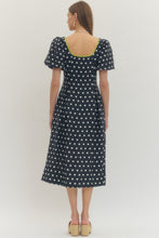 Load image into Gallery viewer, NEWEST ARRIVAL Navy/Chartreuse Polka Dot Midi Dress

