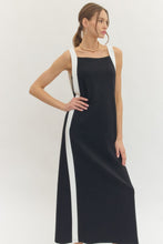 Load image into Gallery viewer, NEWEST ARRIVAL Black/White Trim Jersey Knit Midi Dress
