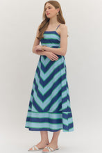 Load image into Gallery viewer, NEWEST ARRIVAL Blue/Green Bold Striped Cami Dress
