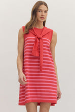 Load image into Gallery viewer, NEWEST ARRIVAL Red/Pink Striped Knit Scarf Dress
