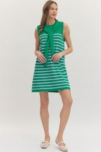 Load image into Gallery viewer, NEWEST ARRIVAL Green/Baby Blue Striped Knit Scarf Dress
