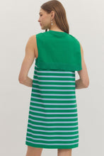 Load image into Gallery viewer, NEWEST ARRIVAL Green/Baby Blue Striped Knit Scarf Dress
