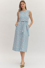 Load image into Gallery viewer, NEWEST ARRIVAL Blue/Pink Floral Denim Midi Dress
