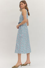 Load image into Gallery viewer, NEWEST ARRIVAL Blue/Pink Floral Denim Midi Dress
