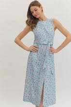 Load image into Gallery viewer, NEWEST ARRIVAL Blue/Pink Floral Denim Midi Dress
