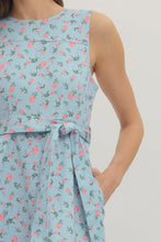 Load image into Gallery viewer, NEWEST ARRIVAL Blue/Pink Floral Denim Midi Dress
