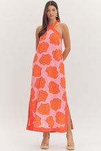 Load image into Gallery viewer, NEWEST ARRIVAL Pink/Orange Shell Print Halter Maxi Dress
