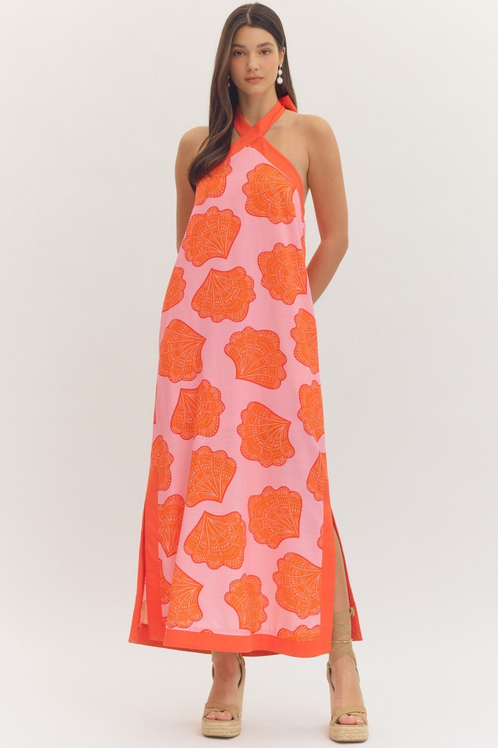 pink and orange halter dress SSYS Marcie Color Block Halter Dress