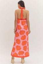 Load image into Gallery viewer, NEWEST ARRIVAL Pink/Orange Shell Print Halter Maxi Dress
