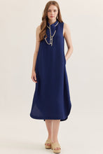 Load image into Gallery viewer, NEWEST ARRIVAL Navy Neck Tie Sleeveless Midi Dress
