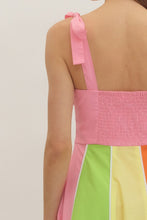 Load image into Gallery viewer, NEWEST ARRIVAL Pink Summer Color Block Shoulder Tie Midi Dress
